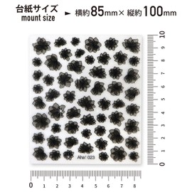 Nail Seal, Flower, Transparent, Translucent [Black, Black], Nail Stickers, Nail Art, Self Nail Decoration, 1 Sheet Included, Sparkling Puppyunpyo Round NAS-030