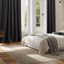 Yancorp Black Blackout Curtains Thermal Insulated Window Treatment 63 Inches Long 2 Panels Set for Bedroom or Living Room (2 Panels), 34 in x 63 in, Black