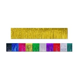 Beistle Gold Metallic Fringed Drape #55039-GD, 15 in x 10 ft, 1 ply PVC fringe, 1/pk