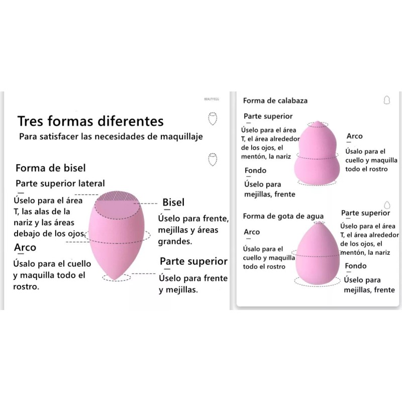 NO.8 Esponjas Maquillaje De Beauty Blender Para Uso Húmedo Y