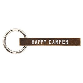 Santa Barbara Design Studio Keyring Wood Tag Face To Face Keychain, 3.75" Long, Happy Camper