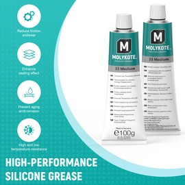 Molykote 33 Light Grease Lubricant 5.3oz 150g Tube Grease Light-Load Applications. Wide Service-Temperature Range (-73°C to 180°C) Water-Resistant Low-Temperature Characteristics