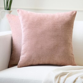 Encasa XO Chenille Cushion Covers Set of 2 | Buff - (24"x24") (60x60 cm) | Decorative Accent Square Throw Pillow Cases For Couch, Home Decor, Sofa