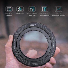 H&Y Step Up Rings for Filters Adapter Variable Step Up Ring Lens Filter Adapter Rings Stepping Up Ring 37-49mm to 52mm