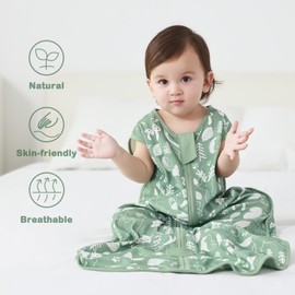 MIKAFEN Pack of 2 Baby Sleeping Bags Summer 0.5 Tog, 100% Cotton Children's Summer Sleeping Bag for Boys and Girls, Wolf & Squirrel, 0-6 Months