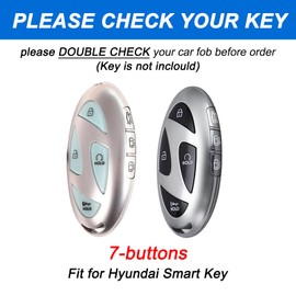 Montague Key Fob Cover for Hyundai with Keychain, Soft TPU Key Case Shell for Hyundai Sonata, Santa Fe, Tucson, KONA, Grandeur, Ioniq 6 Smart Key Protector (7 Buttons, Purple)