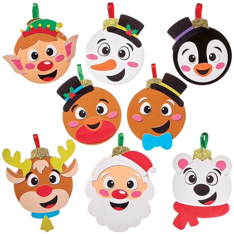 Baker Ross FX383 Christmas Character Bauble Decoration Kits - Pack