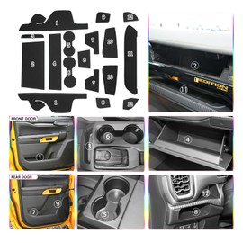SKTU Door Slot Mat for 2024 2025 Ford Ranger Door Groove Gate Pad Ford Ranger 2024 2025 Accessories Fit 2024 2025 Ranger (XL/XLT/LARIAT/Raptor) Door Compartment Cup Center Console Liners (17Pcs Black)