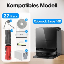 DrRobor DrRobor Ersatzteile Zubeh?rset f??r Roborock Saros 10R Staubsauger, 2 Hauptb??rsten, 6 Seitenb??rsten, 6 Staubbeutel, 6 Wischpads, 4 HEPA-Filter