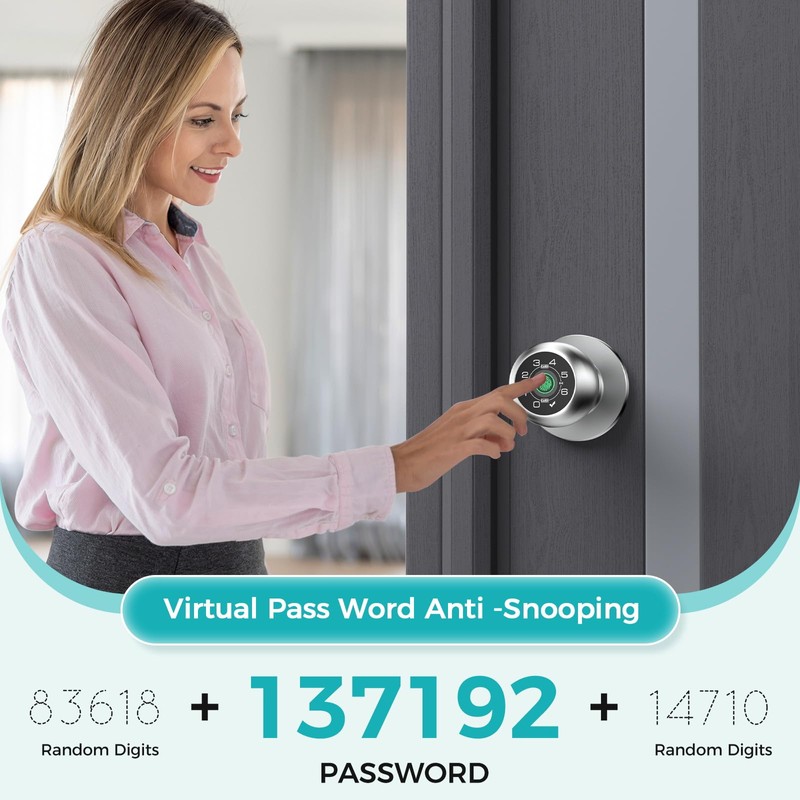 HEI LIANG Fingerprint Smart Door Knob with Fingerprint & Keypad,