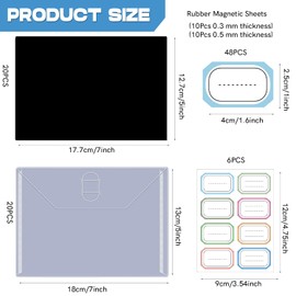 40Pcs Rubber Magnetic Sheets Thickness with Clear Stamp Die Storage Pockets 48 Label StickerResealable Plastic Storage Pocket Large Envelope Case Cutting Dies Stencil Organizer forCard Making