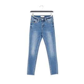 VERVET by Flying Monkey Blue Denim Cropped Skinny Jeans Distressed Mid-Rise (as1, Numeric, Numeric_27, Regular, Regular)