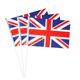 UK Flag British Flag, Small Mini Handheld UK Flags on Stick, Ideal for Party Parades Sports Events Patriotic Festival Decorations
