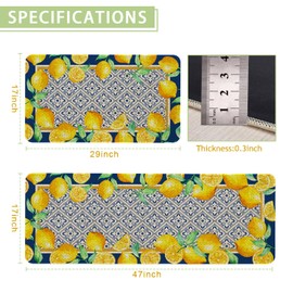 Kuyuayee Farmhouse Kitchen Mats Set of 2 Non-Slip Lemon Boho Kitchen Rugs Seasonal Home Decor Low Profile Washable Floor Mat 17x47 Inch and 17x29 Inch