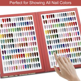 C12rtive 320 Colors Nail Swatches Book,Nail Color Display Book with 480 Nail Tips & 1-400 Number Stickers,Professional Nail Color Chart Display Book for UV Gel Polish Nails Art Design(Red)