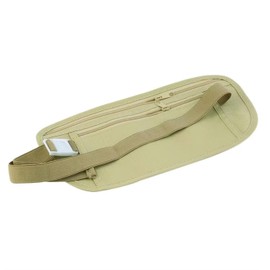 Kovek Travel Money Belt & Passport Holder, Hidden Travel Wallet, Blocking Travel Pouch to Protect Cash, Credit Cards and Travel Documents, Slim Travel Wallet & Fanny Pack for Men and Women, Beige,