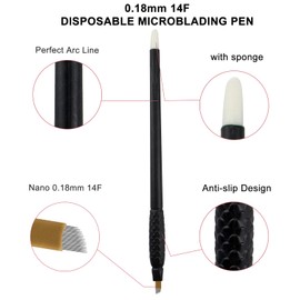 Guapa Pack of 10 - Disposable Microblading Pen With Pigment Sponge Brush, U and F Shapes For Eyebrow Makeup Microblading Supplies Kit (B-0.18-14F-Yellow)