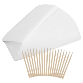 BIUDECO 1Set Disposable Waxing Strips for Face Body Hair Removal Non Woven Fabric with Wooden Sticks Waxing Strips Easy to Use for Sensitive Skin Quick Clean Hair