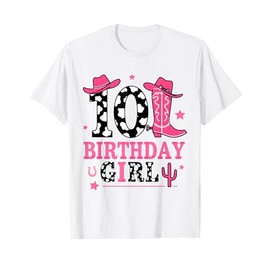 Girls 10th Birthday Kids Cowgirl Birthday Decor Party T-Shirt