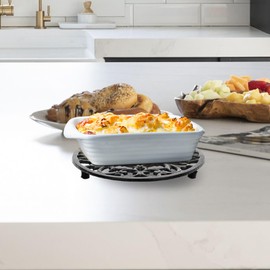 Sumnacon 1Pcs Oval Cast Iron Trivet - Antique Heat Resistant Metal Trivet for Hot Dish Pot Pan Teapot, Vintage Well Made Hot Plate Pad for Kitchen Dining Countertop Table