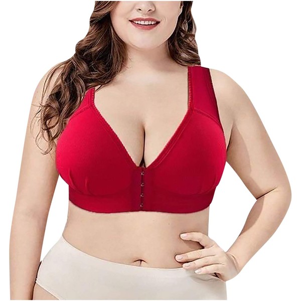 Plus Size Wire Free Minimizer Bra for Women Front Closure