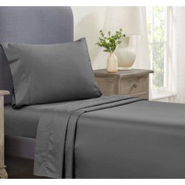 California Design Den Luxury 3 Piece Twin Sheet Set - 100% Cotton, 600 Thread Count Deep Pocket Fitted and Flat Sheets, Soft Hotel Quality Bedding and Pillowcases with Sateen Weave - Gray