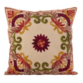 SARO LIFESTYLE Alessandra Collection Embroidered Home Décor, Multi, 18"