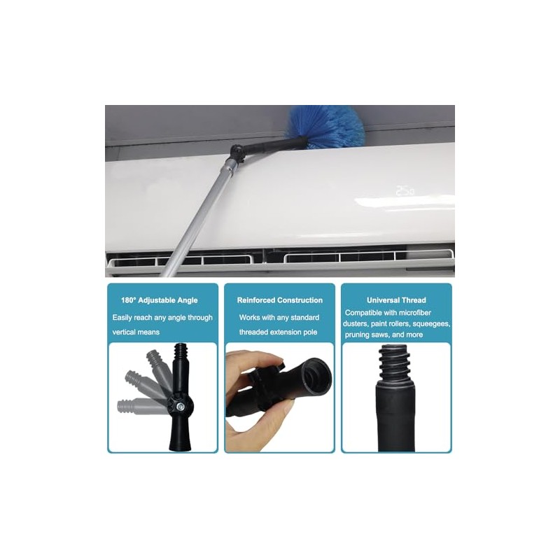 Rotatable Joint Angle Adaptor for Telescoping Extension Pole, Versatile for