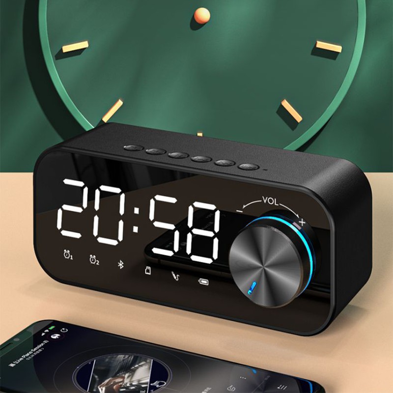 Digital Radio Alarm Clock Bluetooth Speaker Clock with Time and