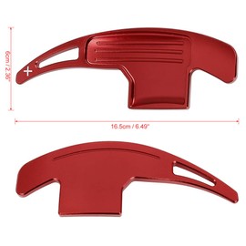 X AUTOHAUX Pair Aluminum Alloy Red Steering Wheel Shift Paddle Shifter Extension Cover for Ford for Mustang 2015-2020