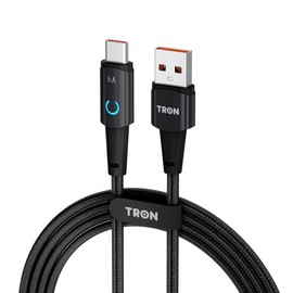 TRON USB A-C Charger Cable 6 Feet, High Speed 480Mbps Data Transfer, 6A Current, USB-A to Type-C, White, Cable (Black)