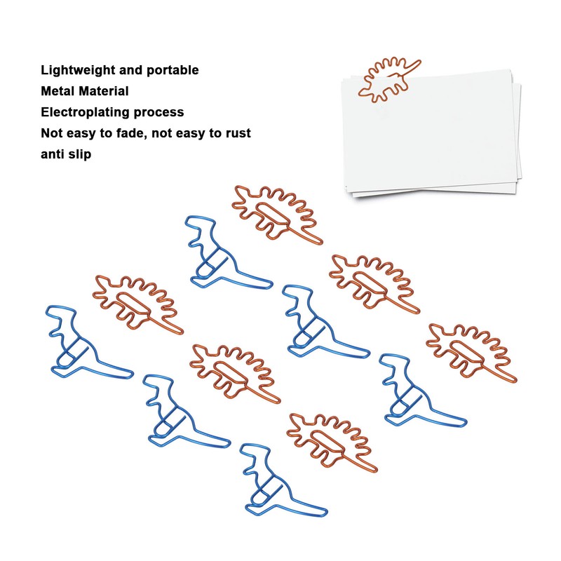 100Pcs Paper Clips Unique Dinosaur Shape Lightweight Portable Electroplating Process