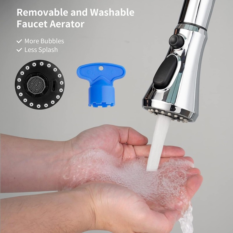 Hibbent Pull Down Spray Head for Kitchen Faucet, 3-Function Kitchen
