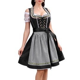 BENNIES Women’s Dirndl, 3-Piece Midi Costume Dress, Traditional Fashion Skirt, Dirndl Blouse for Oktoberfest, black