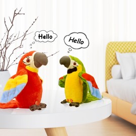 TLYYUKP Chattering Parrot Toy 6.9 Inch Chattering Animal with Recording and Playback Function, Chatters and Moves in Fun Way (Red)