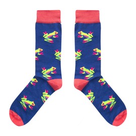 CUP OF SOX Funny Socks with Frog in Paper Cup, Men and Women, Colourful Gift Socks with Toad Pattern, blue