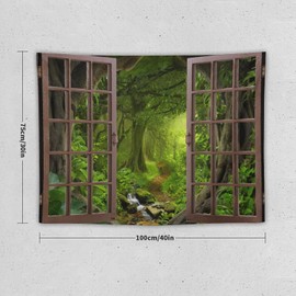 ZhiRain Forest Scenery Tapestry Wall Hanging Nature Tree Cave Misty Stream Rainforest Landscape Jungle Creek Tapestries Home Decor for Living Room Bedroom Apartment Farmhouse Dorm 30"x40"