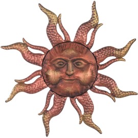 MOCOME Sun Metal Wall Art - 18.5" Metal Sun Wall Decor Outdoor, Sun Face Decor for Outdoor Indoor.