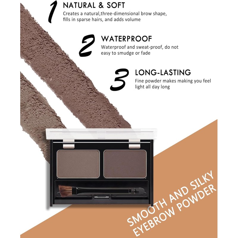 Waterproof Eyebrow Powder Kit-2 Colors Eye Brow Powder Tinted Palette