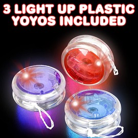 ArtCreativity Yoyos de plástico iluminado para niños, juego de 3, juguetes clásicos Yo-Yo con LED intermitentes, recuerdos de fiesta de cumpleaños iluminados, rellenos de bolsas de regalo, rellenos de calcetines de vacaciones, premios de aula