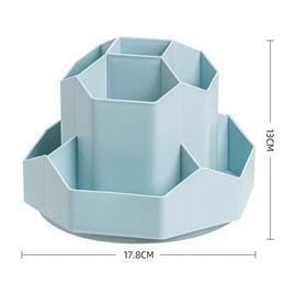 Lvjkes Rotating Pen Holder, Desk Organiser, 9 Compartments, Improved Large Capacity, 360° Rotatable, Can Hold Pencils, Colouring Pencils, Various Stationery (Blue)