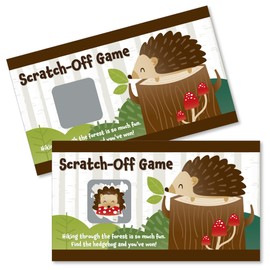 Big Dot of Happiness Forest Hedgehogs - Woodland Birthday Party or Baby Shower Game Scratch Off Cards - 22 Count