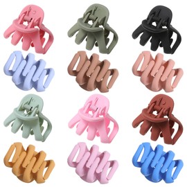 12 Pcs Small Octopus Hair Clips for Women Hair Claw Clips 1.57 Inches No Slip Jaw Clip for Thin Thick Hair Strong Hold Hair Clamps (Multicolor-1 (Octopus Matte Hair Clips)