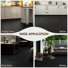 ACCOR HOME Peel and Stick Floor Tile, 36-Pack 36"x 6" Black Wood Grain Sticky Tiles, Waterproof Vinyl Flooring Cover 54 sq. ft, DIY Luxury Vinyl Plank Flooring for Bedroom, Living Room, Kitchen
