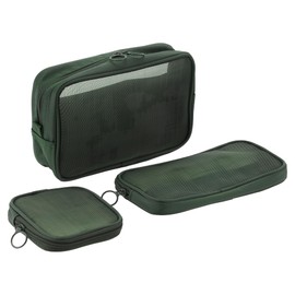 VOCOSTE 3 Pcs Mesh Makeup Bag, Travel Toiletry Bag with Zipper, Makeup Bag Organizer, Travel Cosmetic Bag, Makeup Cosmetic, for Daily Accessories, Green