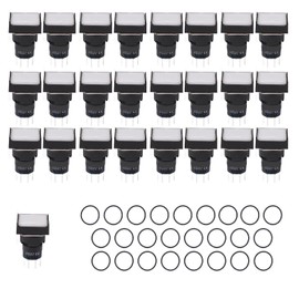 25 Pcs Industrial Push Button Switch Self Locking Push Button Switch with Indicator Light AC  for Machine Tool