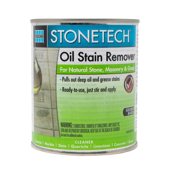 STONETECH Oil Stain Remover, Cleaner for Natural Stone, Grout, & Masonry, 1 Pint/16OZ (473ML) Can