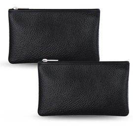 2 Pack Leather Zipper Coin Purse Small Pouch Change Purse Coin Bag Coin Pouch with Zipper for Men Women Coin Purse for Women PU Leather Coin Purse Pouch(Black)