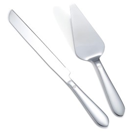 Juego de corte de pastel Eisinly para boda, elegante juego de cuchillo y servidor de pastel con bordes redondeados de acero inoxidable espesado, cortador de pastel y espátula para pasteles para