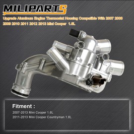 MILIPARTS Upgrade Aluminum Engine Thermostat and Housing AssemblyCompatible With 2007 2008 2009 2010 2011 2012 2013 Mini Cooper Cooper S Countryman JCW 1.6L